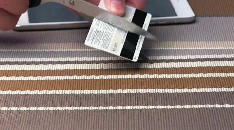 Cut Up Credit Card Stock Footage 33654568