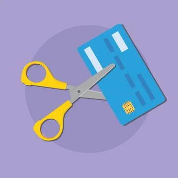 Cut credit card use scissors for better finance Stock Illustration