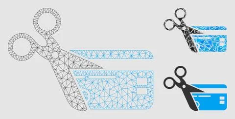 Cut Credit Card Vector Mesh 2D Model and Triangle Mosaic Icon Stock Illustration