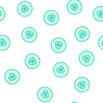 Cut cucumber vector seamless pattern Stock Illustration