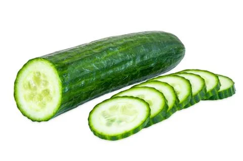 Cut cucumber on white background Stock Photos