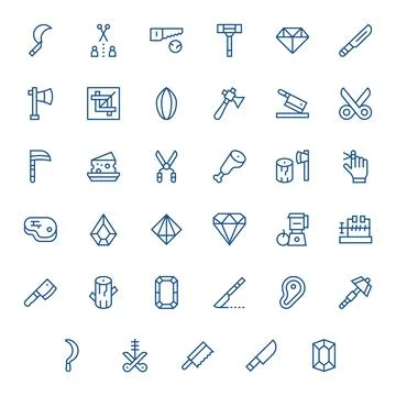 Cut Design Vector Icons featuring 35 Editable Regular Line Style Stock Illustration