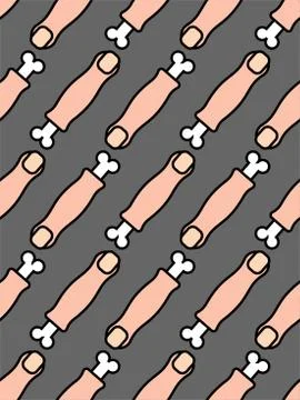 Cut off finger pattern. finger and bone ornament. Part of body background Vec Illustrazione stock