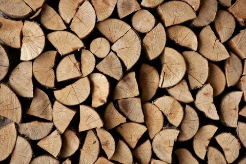 Cut firewood stack logs as pattern Stock Photos