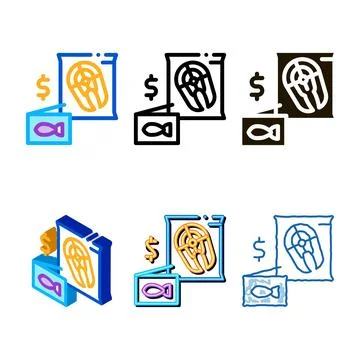 Cut fish sale icon vector clean outline Stock Illustration