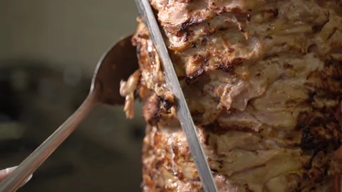 Cut fried shawarma Stock Footage 157142131