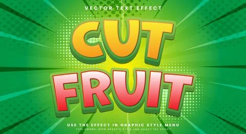 Cut Fruit 3d editable text effect Template 스톡 일러스트