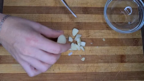 Cut Garlic With A Knife Stock Footage 170650673