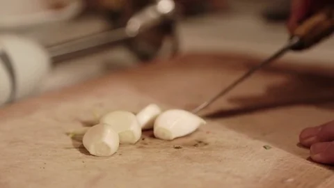 Cut garlick Stock Footage 74748284