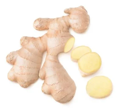 Cut ginger root, top view Foto stock