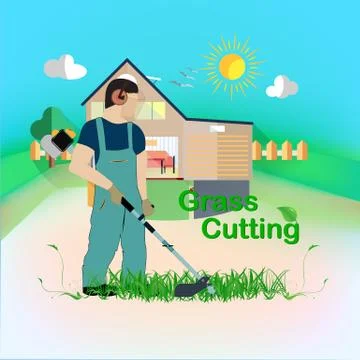 Cut the Grass Stock Illustration