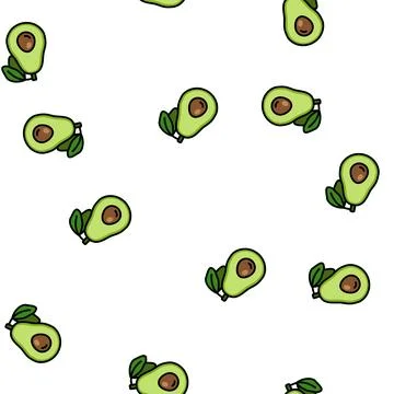Cut green avocado leaves vector seamless pattern Stock Illustration