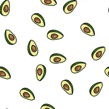 Cut green avocado vector seamless pattern Stock Illustration