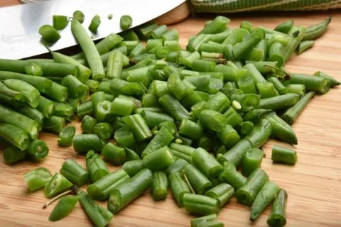 Cut green beans Stock Photos