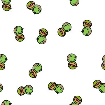 Cut green melon cantaloupe vector seamless pattern Stock Illustration