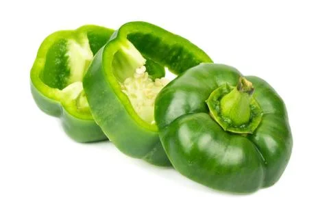 Cut green pepper Stock Photos