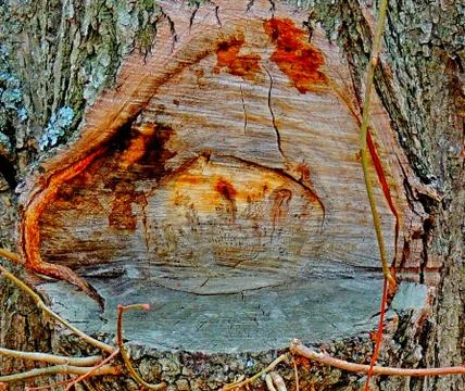 Cut of a growth on a tree Stock Photos
