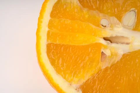 Cut in half orange top view. Stock Photos