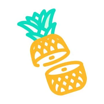 Cut half a pineapple color icon vector illustration Stock Illustration