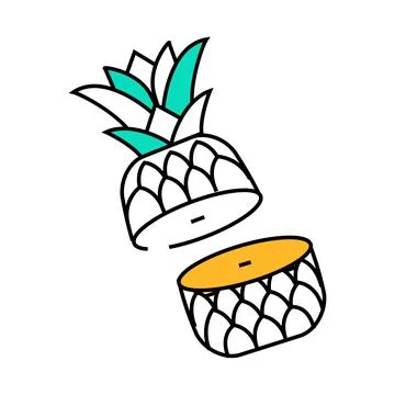 Cut half a pineapple icon color illustration Stock Illustration