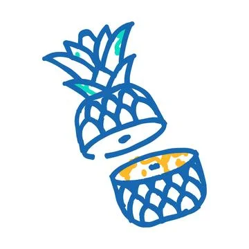 Cut half a pineapple icon doodle illustration Stock Illustration