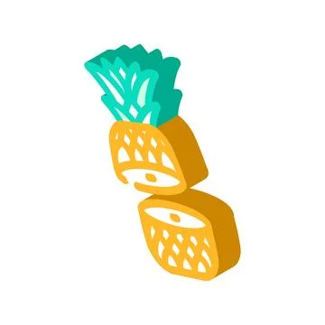 Cut half a pineapple isometric icon vector illustration Stock Illustration