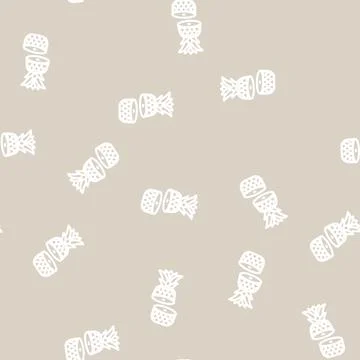 Cut half a pineapple line vector seamless pattern Stock Illustration