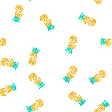 Cut half a pineapple vector seamless pattern Stock Illustration