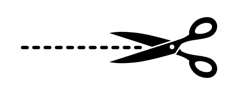 Cut here icon, The scissors icon. Vector Illustration. Illustrazione stock