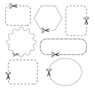 Cut here line icon pack symbol. Suitable for coupon, ticket, and cropping area Stock Illustration