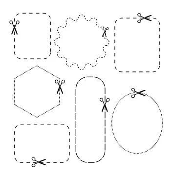 Cut here line icon pack symbol. Suitable for coupon, ticket, and cropping area Stock Illustration