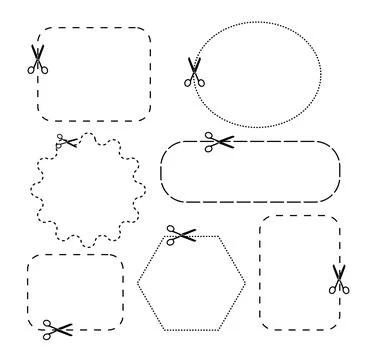 Cut here line icon pack symbol. Suitable for coupon, ticket, and cropping area Stock Illustration