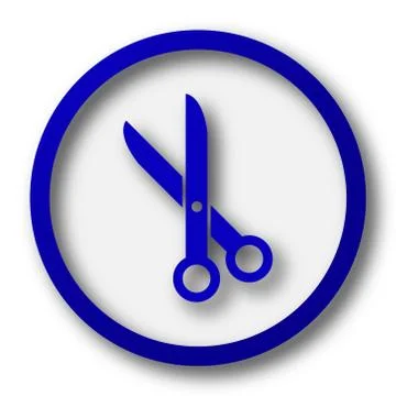 Cut icon. Blue internet button on white background.. Stock Illustration