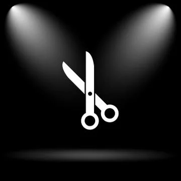 Cut icon. Internet button on black background.. Stock Illustration