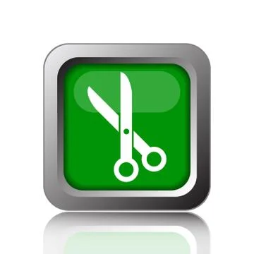 Cut icon. Internet button on black background.. Stock Illustration