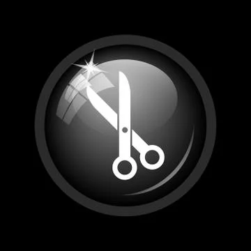 Cut icon. Internet button on black background. . Stock Illustration