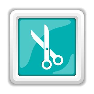 Cut icon. Internet button on white background.. Stock Illustration