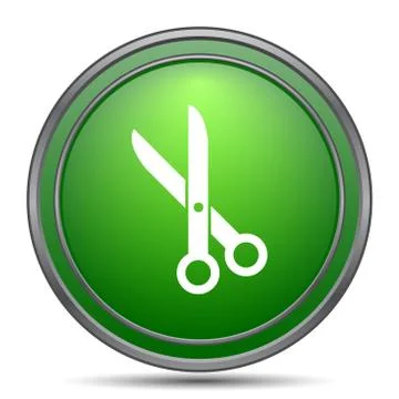 Cut icon. Internet button on white background.. Stock Illustration