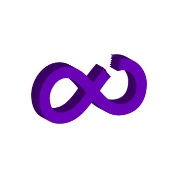 Cut Infinity symbol. Flat Isometric Icon or Logo. 3D Style Pictogram for Web  Stock Illustration