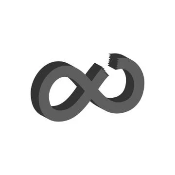 Cut Infinity symbol. Flat Isometric Icon or Logo. 3D Style Pictogram for Web  Stock Illustration