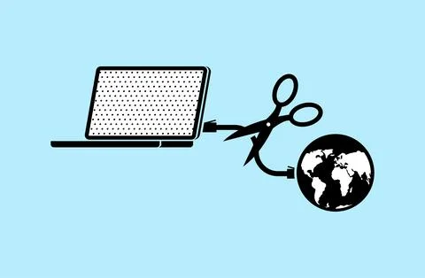 Cut internet cable. End of internet. End of world wide web Stock Illustration