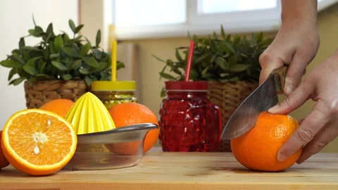 Cut juicy orange Stock Footage 129181496