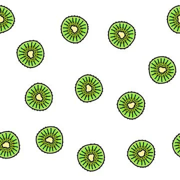 Cut kiwi fresh vector seamless pattern Stock Illustration