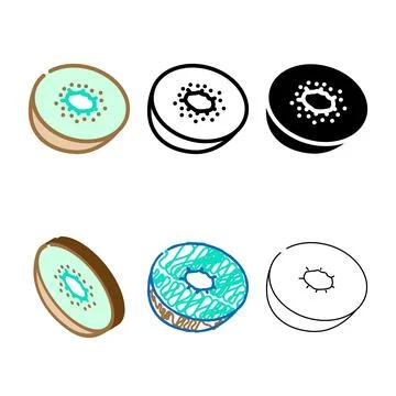 Cut kiwi fruit color icon multistyle vector Stock Illustration