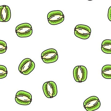 Cut kiwi fruit fresh vector seamless pattern Stock Illustration