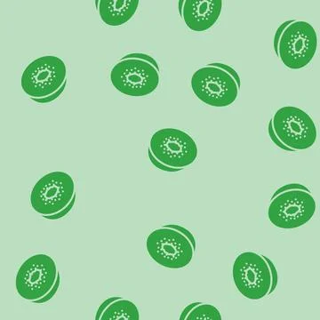Cut kiwi fruit glyph vector seamless pattern Stock Illustration