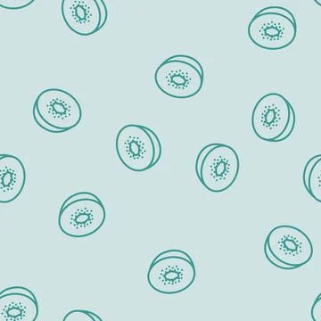 Cut kiwi fruit line vector seamless pattern Stock Illustration