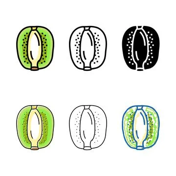Cut kiwi fruit types fresh color icon vector Stock Illustration