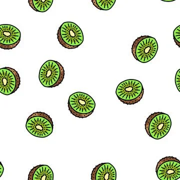 Cut kiwi fruit vector seamless pattern Stock Illustration