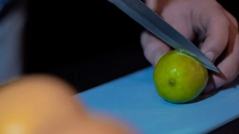 Cut with a knife lime Stock Footage 93385271